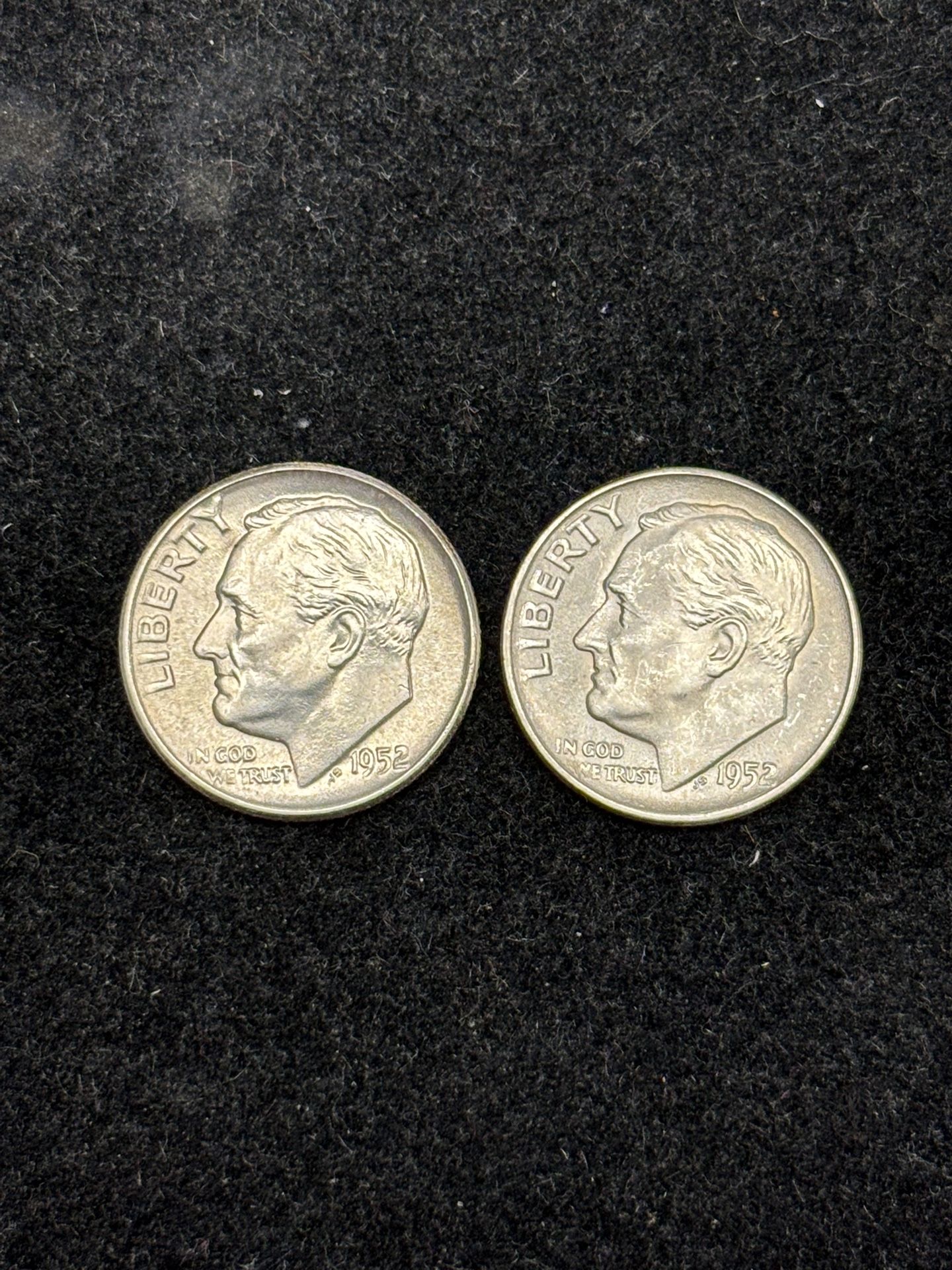 Pair 1952 & 1952-D Roosevelt Silver Dimes -- NICE UNCIRCULATED COINS!