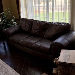 Ashley Brown Leather Sofa And Loveseat