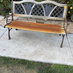 Used Cast Iron And Wood Slat Bench