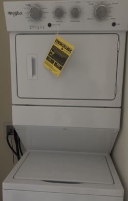 3.5 cu. ft. Stacked Washer and Electric Dryer with 9-Wash Cycles and Auto Dry in White
