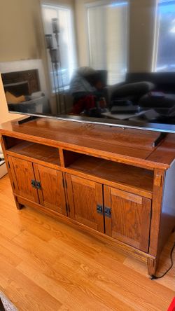 Mission Style Oak TV Stand Media Console