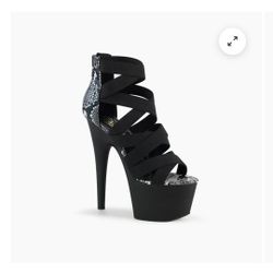 Strappy Snakeskin Pleaser Heels
