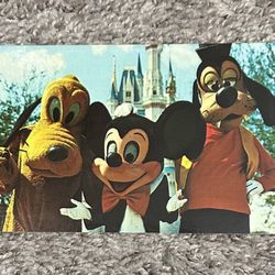Collectible Walt Disney World Postcard Goofy Pluto And Mickey Mouse Vintage Florida Postcard