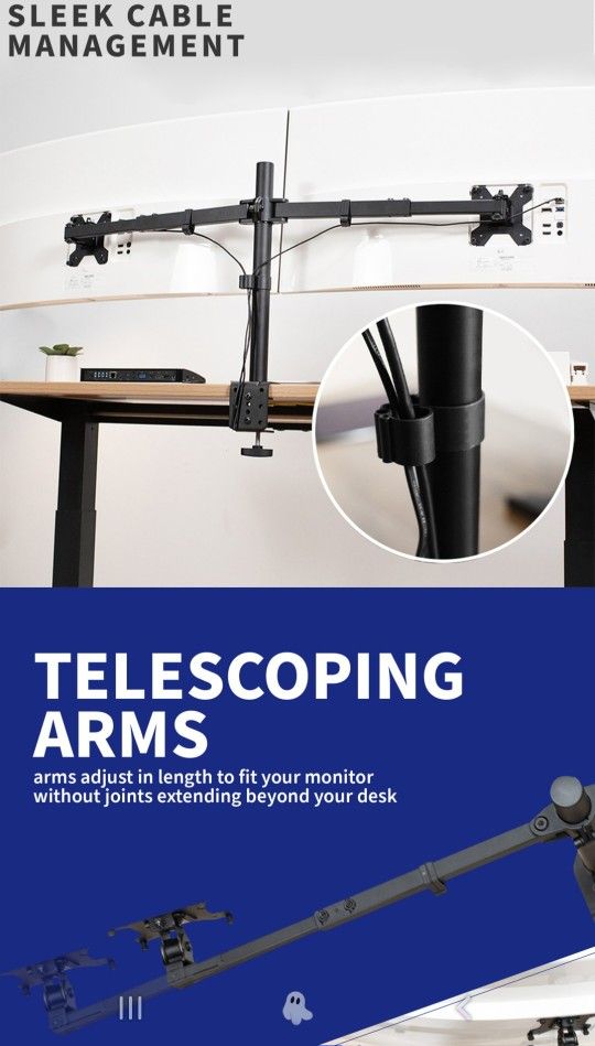 New In Box Telescoping Dual Monitor Desk Mount