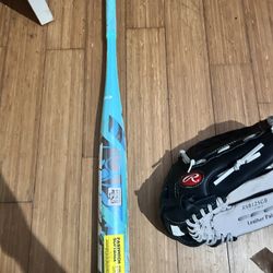Softball Bat And Softball Glove