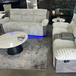 New Recliner Couch And Loveseat with LED Lights and USB! Includes Free Delivery 🚚!