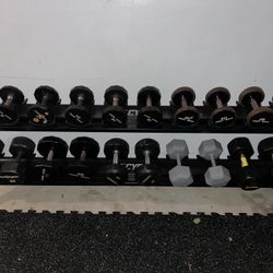 Dumbbells and Commercial Dumbbell Rack