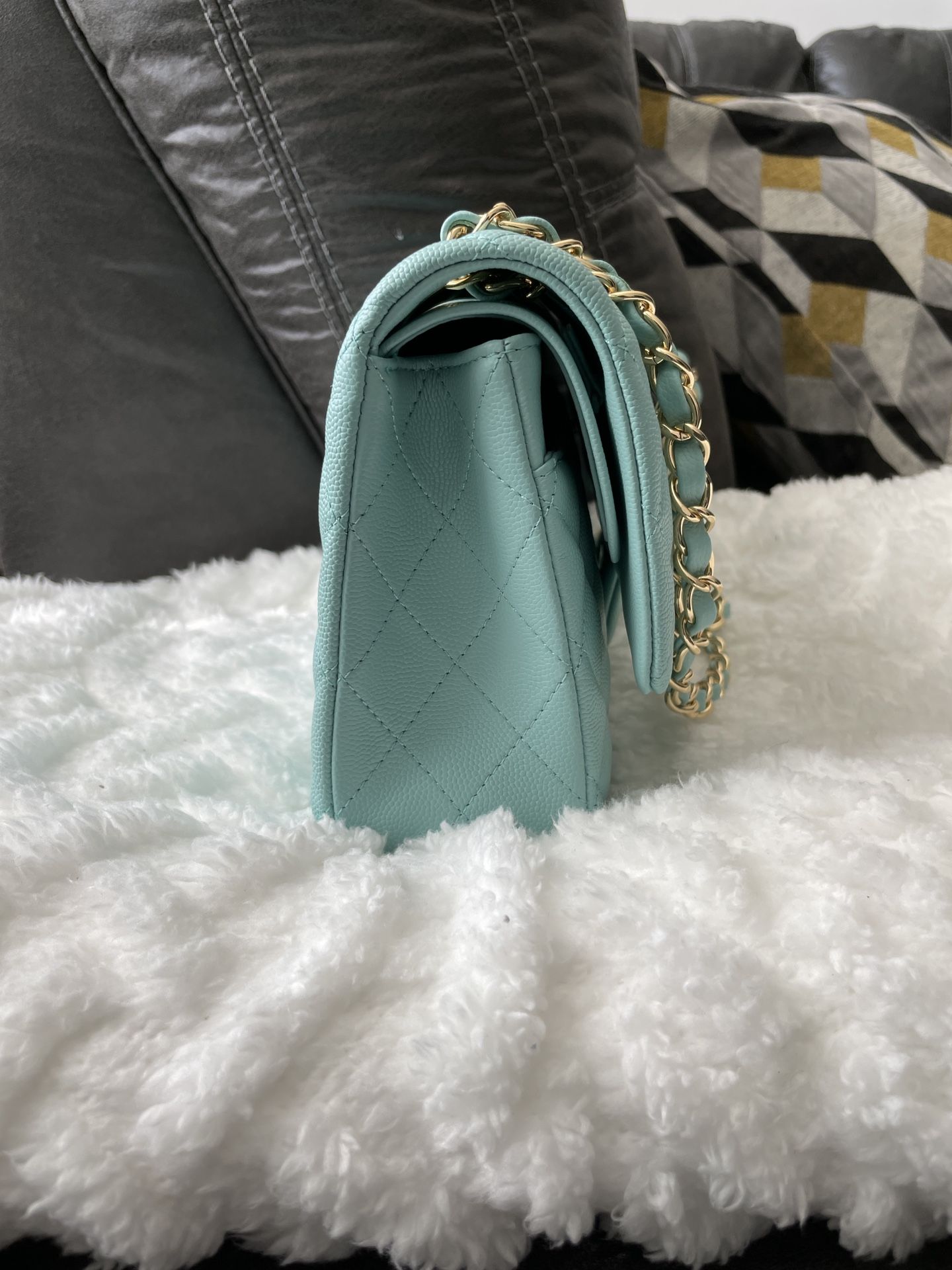 New 23P Chanel Small Baby Blue/ Bleu Clair Classic Caviar Gold Hardware  Flap Bag Handbag for Sale in Burbank, CA - OfferUp