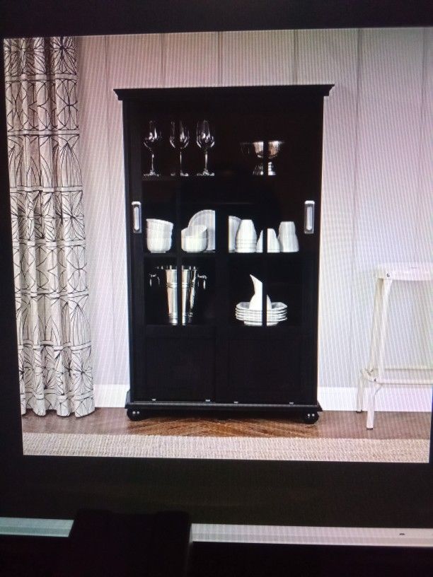 Ameriwood Home Aaron Lane Bookcase With Sliding Glass Doors, Black
