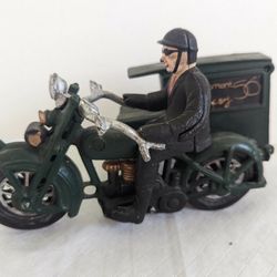 Vintage /Rare Cast Iron Department 56 Motorcycle Delivery 