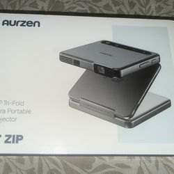 Aurzen ZIP Tri-Fold DLP Ultra-Portable Mini Pocket Projector, Bluetooth 5.4, Screen Mirroring, ToF Zero-Lag Focus, 1.5H Playtime, USB-C Powered, Pico 
