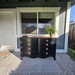 ✨ Refinished Drexel Dresser | Black & Walnut | Solid Wood ✨