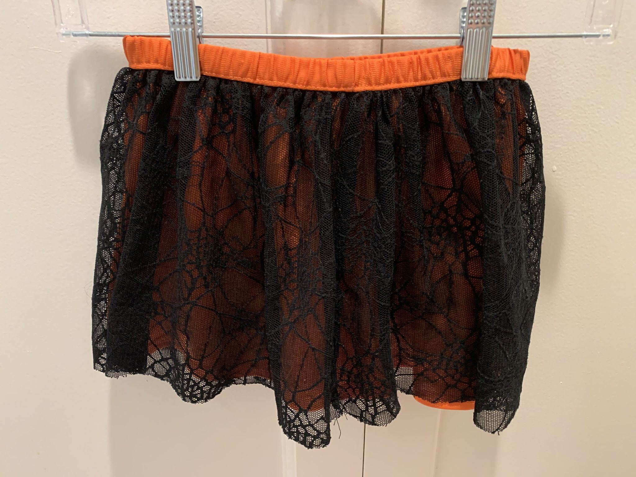 Girl’s Size 3T - Halloween Tutu Orange With Black Spider Web Netting