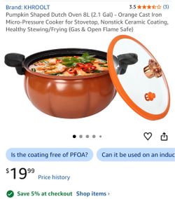 KHROOLT Pumpkin Shaped Dutch Oven 8L