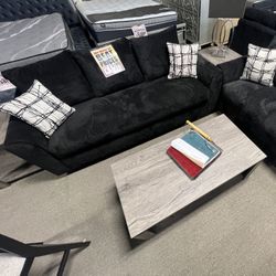 $1299 Black Sofa & Loveseat 🖤 Easy Purchase Available ✅