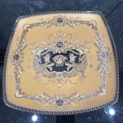 Royalty Porcelain Fancy Square Greek Serving Plate, 9.75x 9.75 . European Design