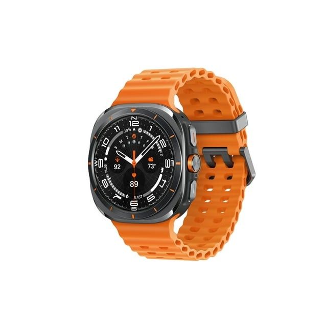 Samsung Galaxy Watch Ultra 47mm LTE Titanium Smart Watch, Titanium Gray, Orange Band