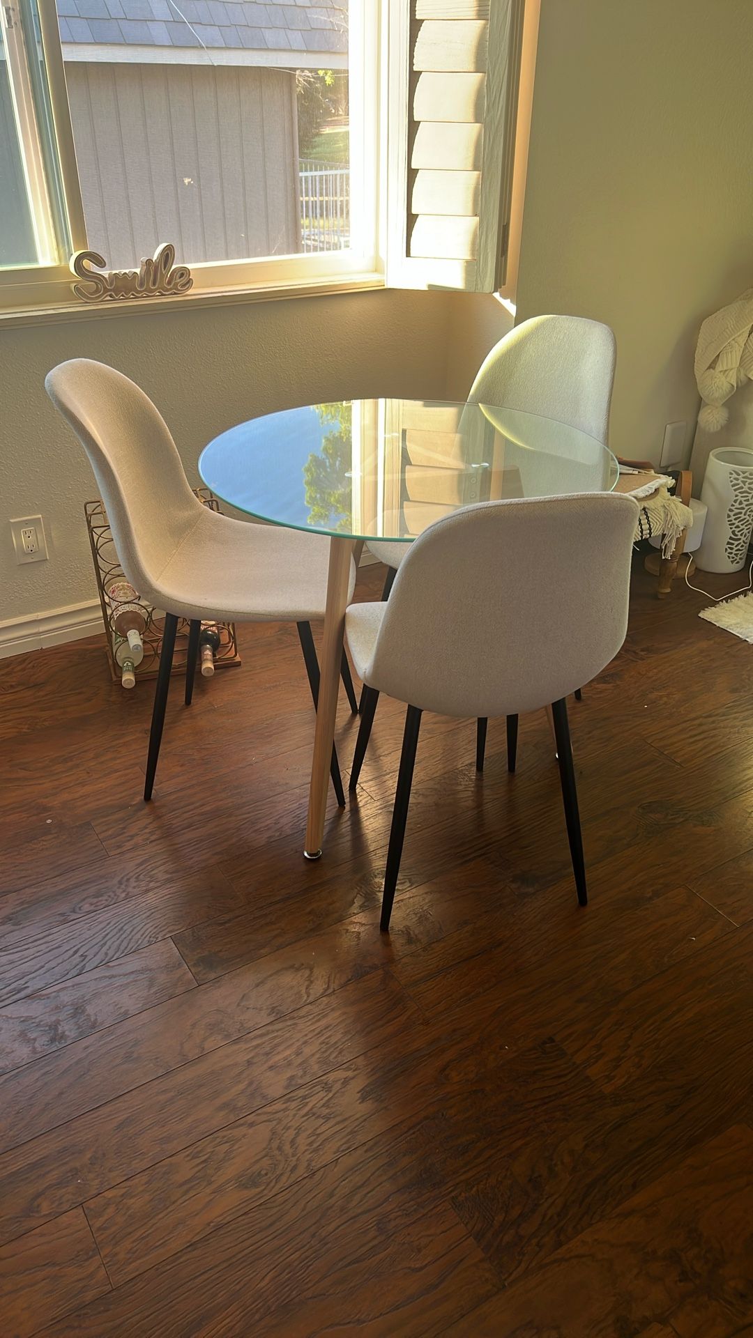 Round Glass Dining Table Including Chairs