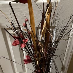 Bamboo Floor Vase With Artificial Flowers