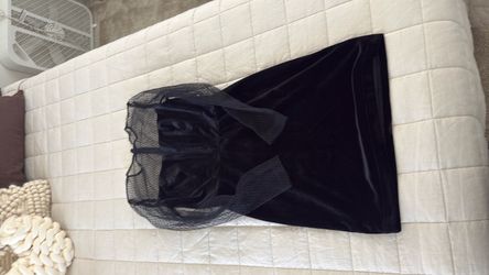 Black Velvet Mesh Bodice Dress