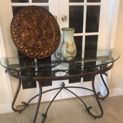 Console table- Glass top iron base
