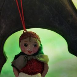 (RARE) 3 Penny Mcallister 2004 Paper Mache Girl with Muff Hanging Christmas Figurine