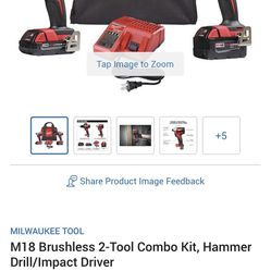MILWAUKEE TOOL M18 Brushless 2-Tool Combo Kit, Hammer Drill/Impact Driver