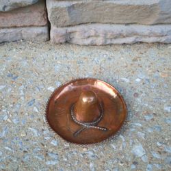 Vintage Small Copper Sombrero Figurine 