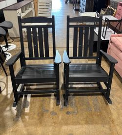 SERWALL Outdoor Rocking Chair Set of 2, Patio Rocking Chair, Black