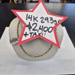 14kt Gold Rope Chain 29.3 Grams