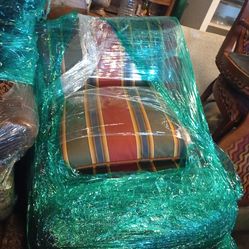 Striped chair with pillow