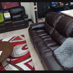*June Sale Event!!!*---Sleek Madrid Brown Leather Reclining Sofa/Loveseat Sets---Delivery And Financing Available🫡