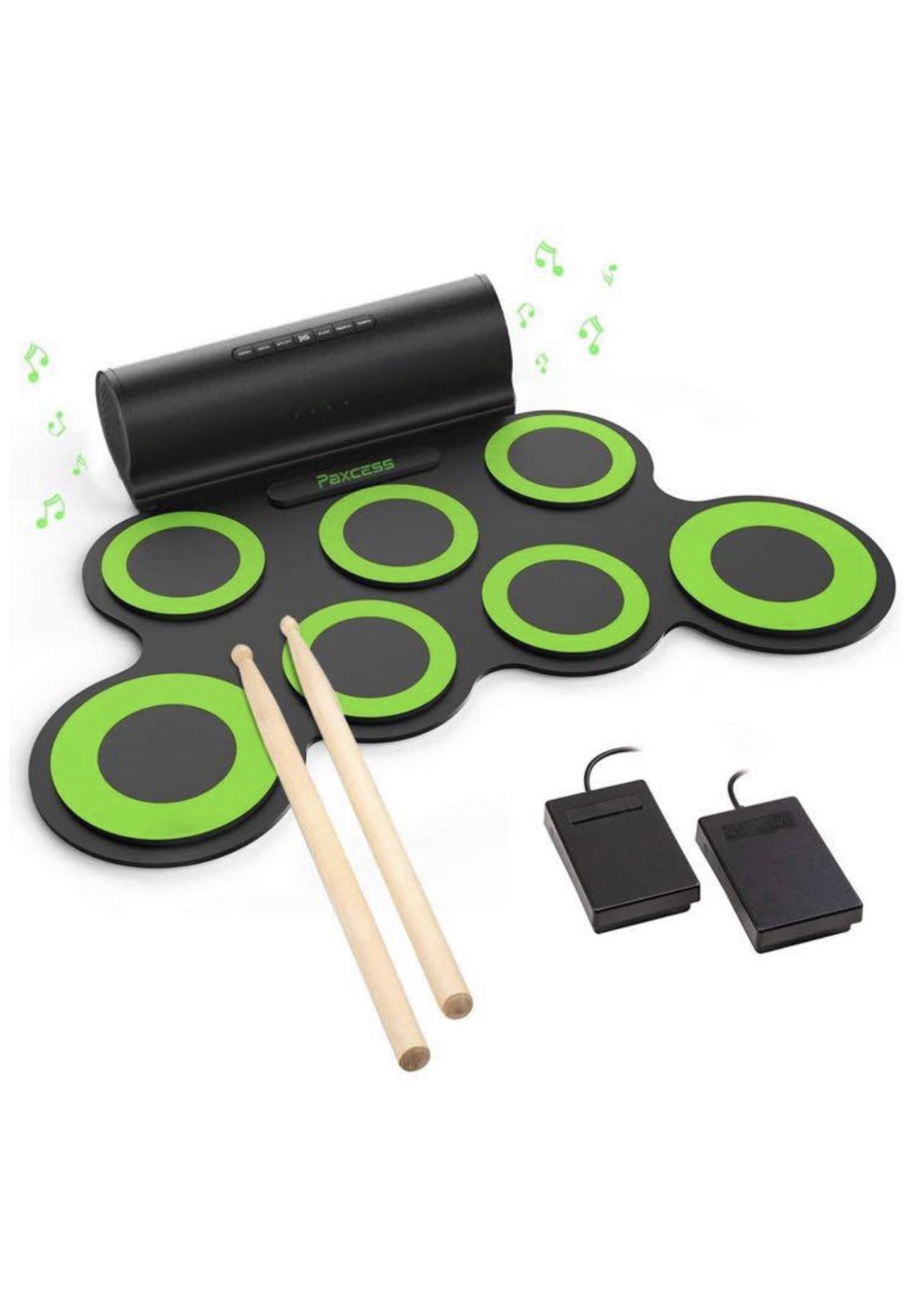  Electronic Drum Set, Roll Up Drum Practice Pad Midi Drum Kit with Headphone Jack Built-in Speaker Drum Pedals Drum Sticks 10 Hours Playtime (brand ne