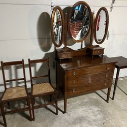 Antique dresser and chairs