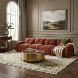 Aven 141" Modular Velvet Cloud 4-Seater Sofa with Curved Armrests