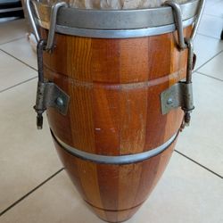 Vintage Wooden Conga Drum La Playa Mexico 