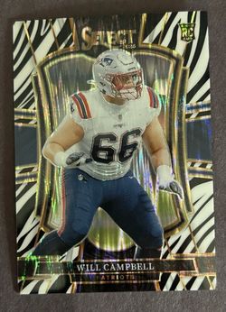 NFL Card - Will Campbell 2025 Panini Select Zebra Prizm (RC)