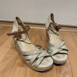 Lucky Brand Espadrille Wedge Sandals – Natural Linen – Women’s Size 6