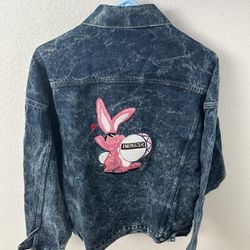 Vintage Energizer Bunny Drum Button Front Denim Jean Jacket 90s  Size large Men’s