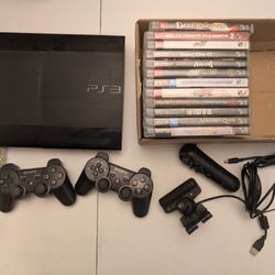 PS3, 2 Controllers, 12 Games Plus Extra 