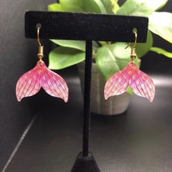 Pink Mermaid Tail / Fish Tail Earrings