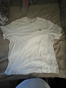 White Adidas Black Logo Shirt (Size 2XL, 100% Cotton, Decent Condition)