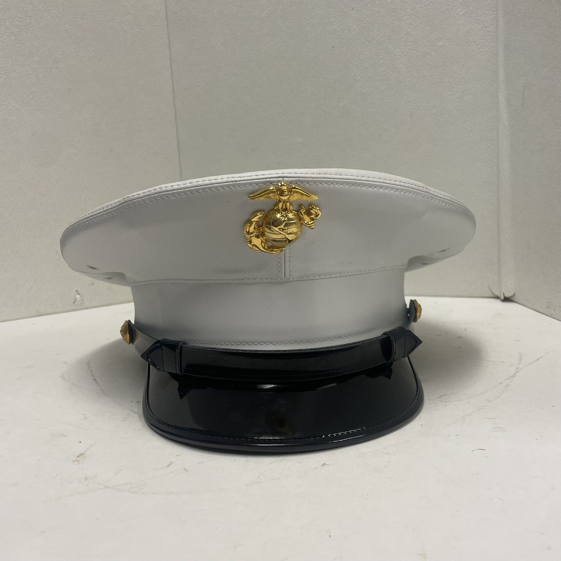 7 1/4 ENLISTED SERVICE CAP DRESS BLUES WHITE UNIFORM COVER HAT US MARINES PIN UP