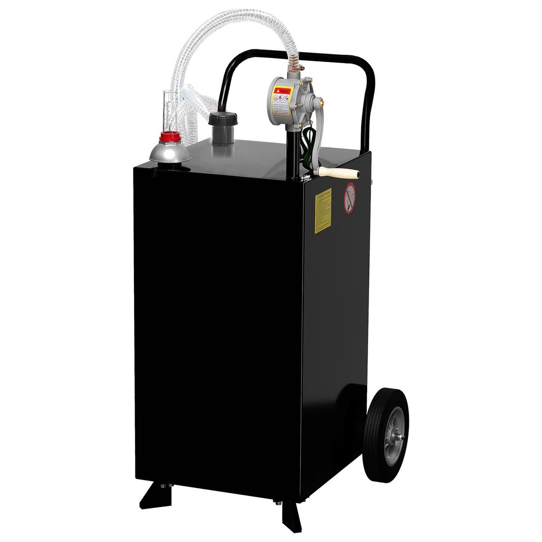 Garvee 40 Gallon Fuel Caddy, Fuel Storage Tank with Manual Transfer Pump,Gasoline Diesel Fuel Container for Cars, Lawn Mowers, ATVs, Boats, More, Blac