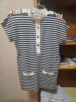 Peter Popovitch Navy/White Mini Dress Large Vintage