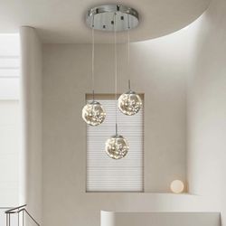 Triple Globe Chandelier – Floating Glass Pendant Statement Light