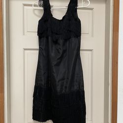 Vintage 1920s Great Gatsby Flappers Style Black Dress Waist-30” Sz: XS-1-2-3