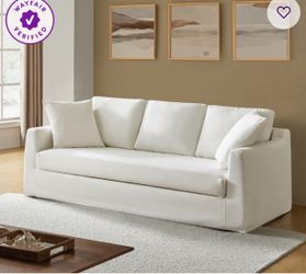 White 3-Seat Slipcovered Sofa