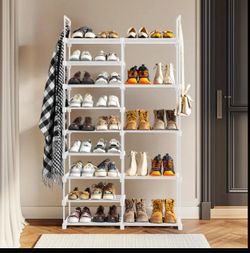 9-Tier  Heavy-Duty Adjustable Shoe Rack with Double Rows 