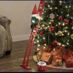 NEW 43 INCH TALL Super Climbing Gnome With LED Lights, 15 Christmas Carols & Climbs Up/Down Ladder ‼️DISPLAY FOR REFERENCE, NEW UNOPENED📦‼️